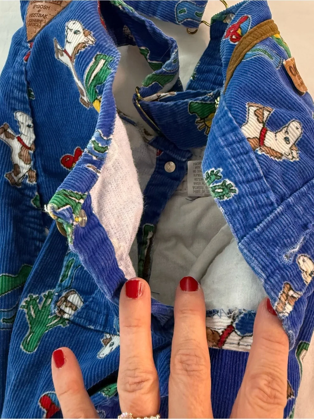 Vintage OshKosh B'gosh Blue Corduroy Overalls with Animal Print-Cowboy